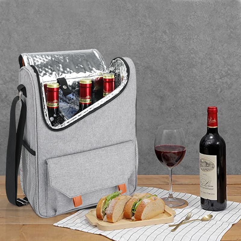 Custom Portable Three Bottles Red Wine Cooler Insulated Bag thumbnail 3