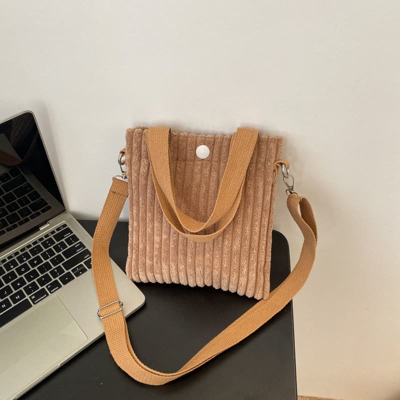 Corduroy Crossbody Mini Tote Bag