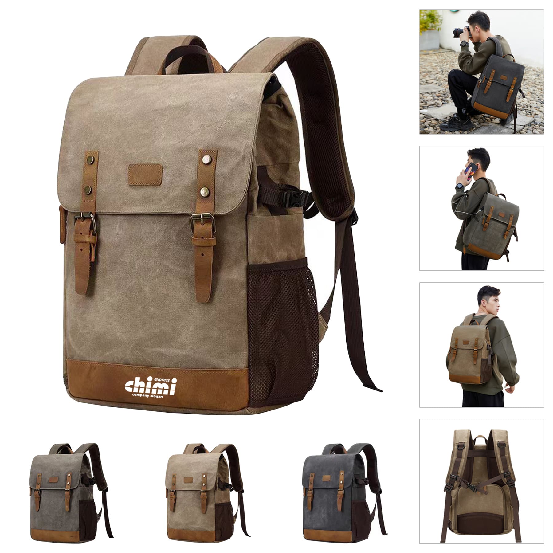 Canvas Camera Backpack 20L Vintage Style For Photographers