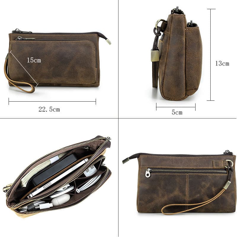 Leather Waterproof Small Vintage Storage Wallet Men Coffee thumbnail 3