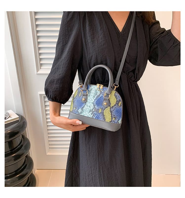 PU Contrasting snakeskin one-shoulder cross-body bag thumbnail 5