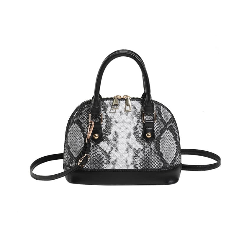 PU Contrasting snakeskin one-shoulder cross-body bag