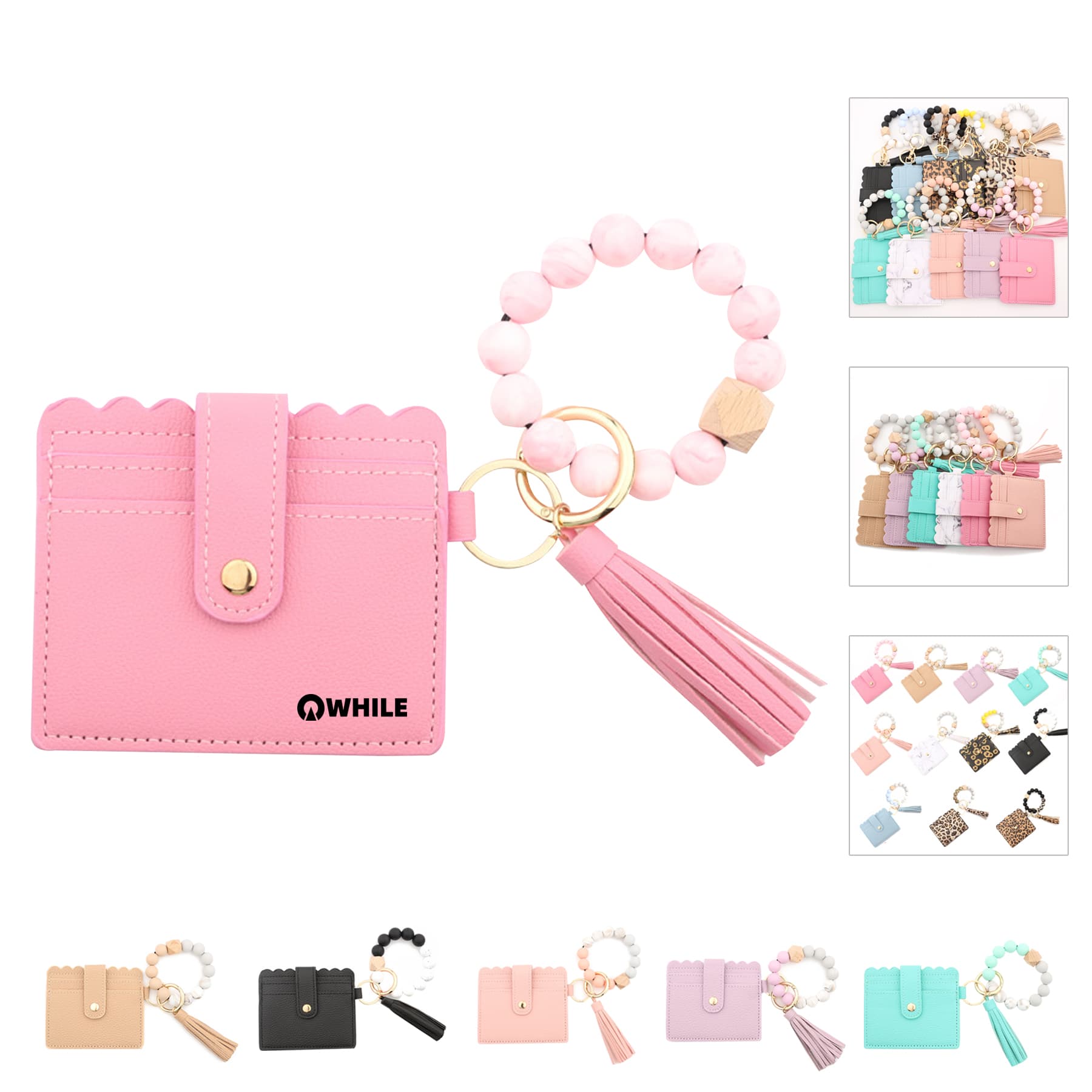 Silicone Bead Bracelet Keychain With Tassel