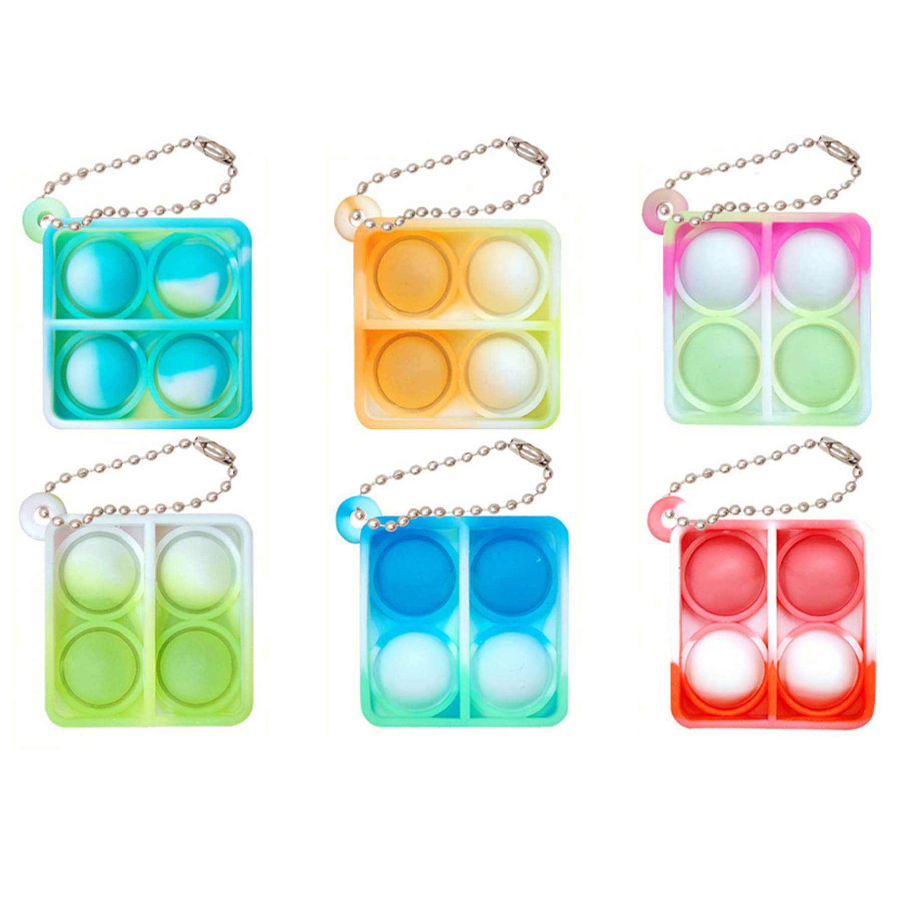 2"x2" Mini Square Fidget Pop It Keychain
