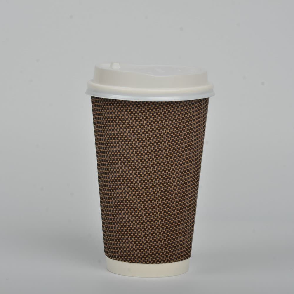 12oz Disposable Double-Wall Paper Drinks Cup With Lids thumbnail 5