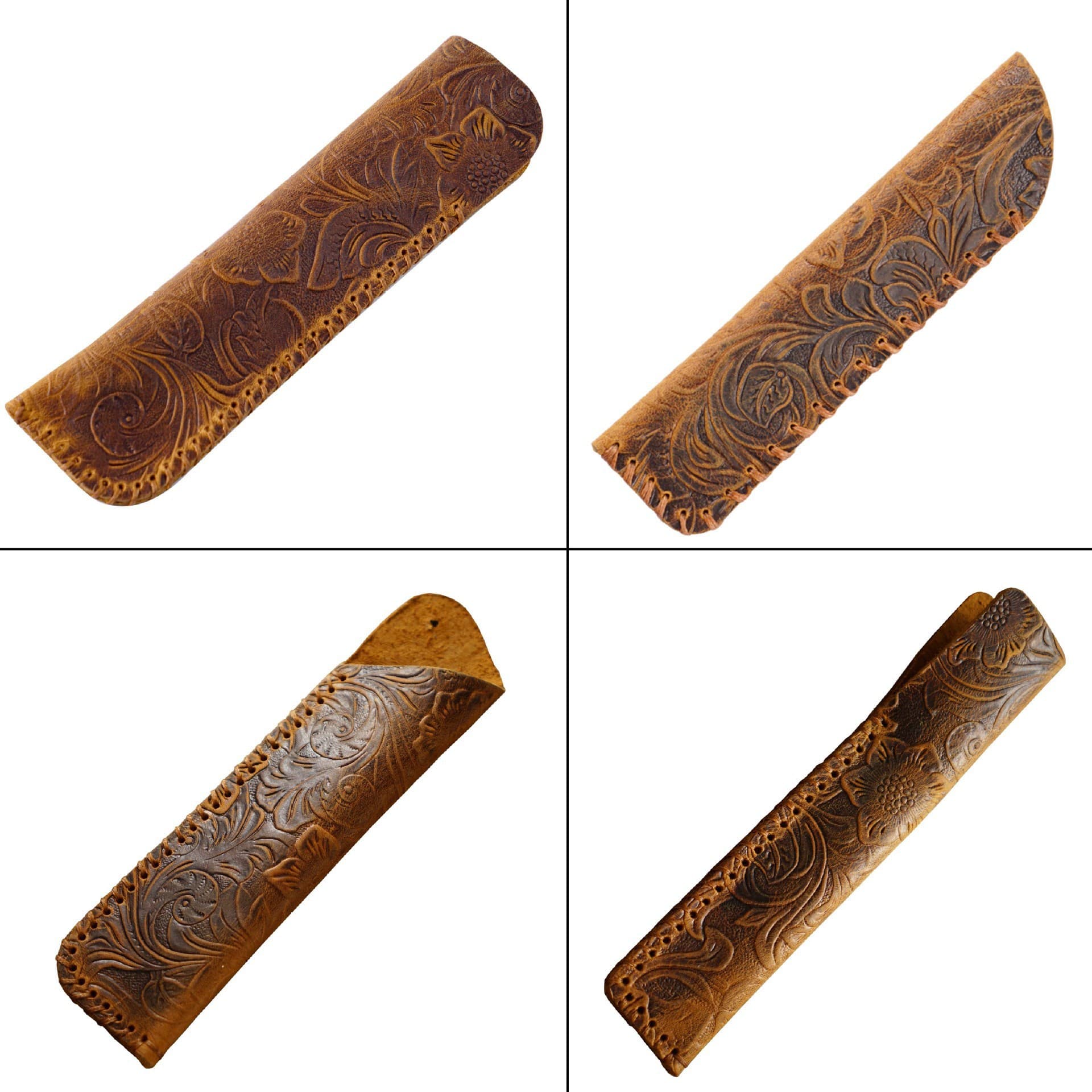 Vintage Carved Cowhide Leather Pen case/Sleeve thumbnail 2