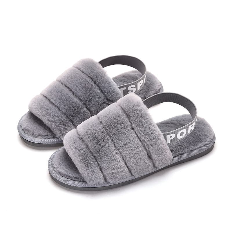 House Slippers Faux Rabbit Fur Open Toe Shoes thumbnail 6