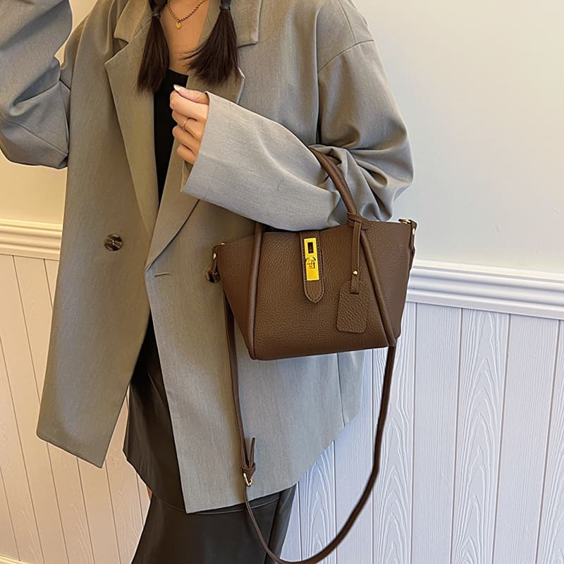 Genuine Leather Stylish cross-body bucket bag thumbnail 6