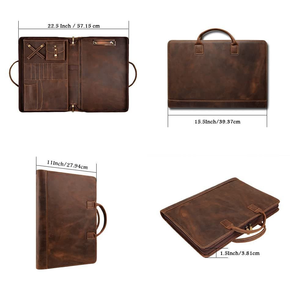 Personalized Genuine Leather Portfolio with Handle thumbnail 8
