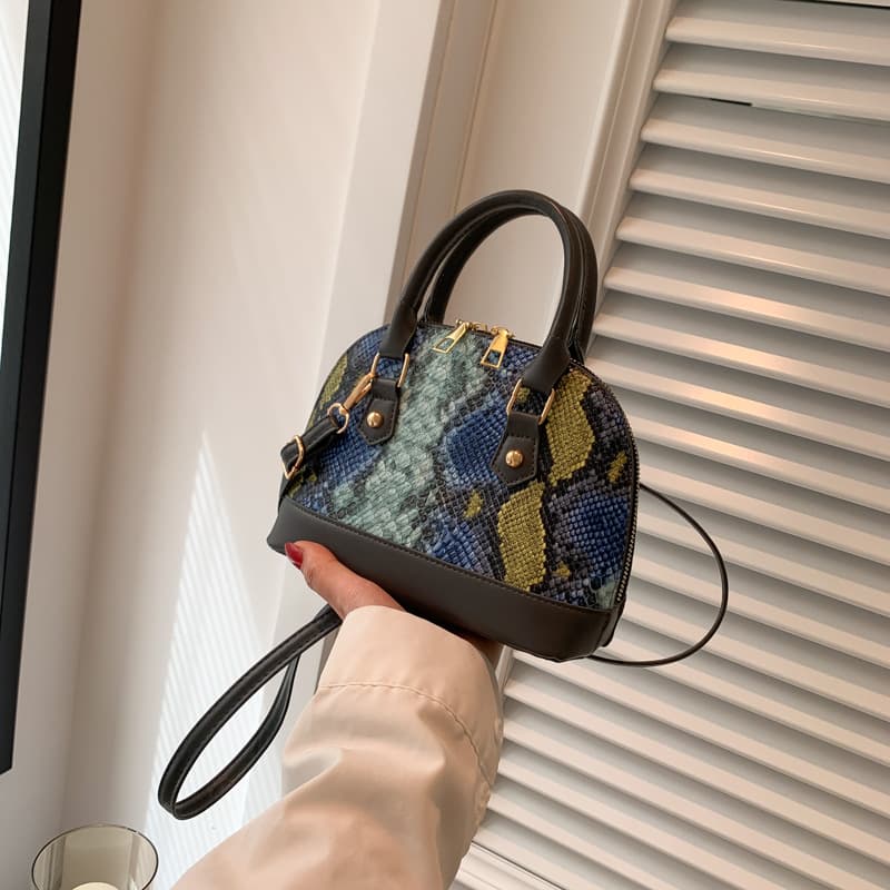 PU Contrasting snakeskin one-shoulder cross-body bag thumbnail 8