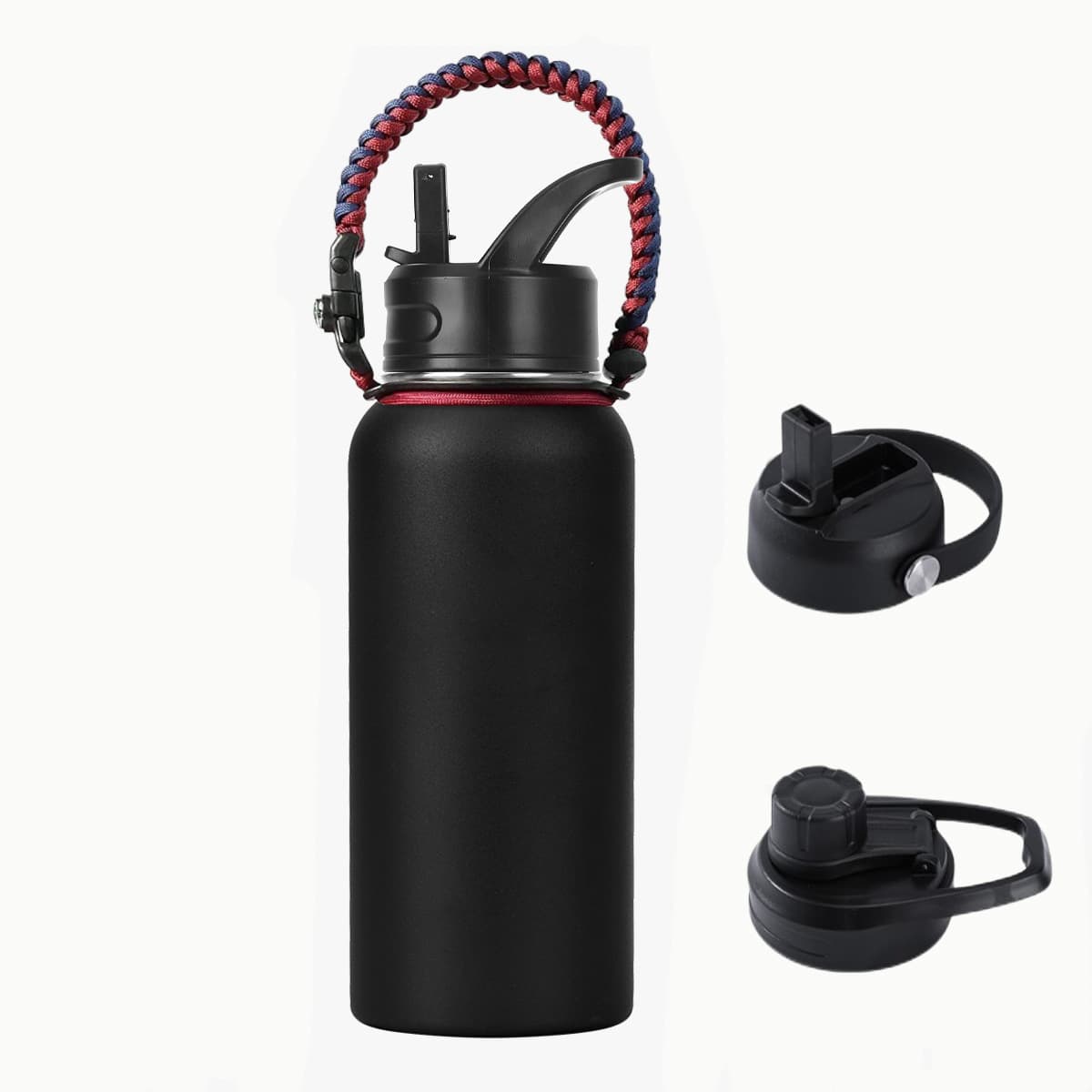 32 oz Stainless steel insulated cup with portable woven rope thumbnail 3