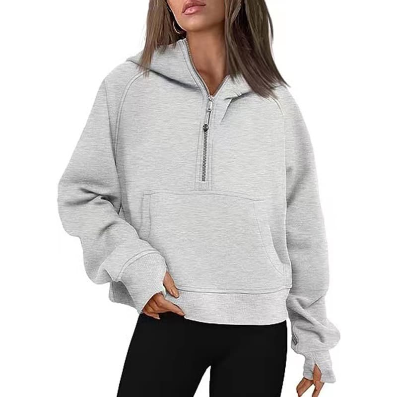 Sweatshirts Half Zip Cropped Pullover Fleece Quarter Zipper