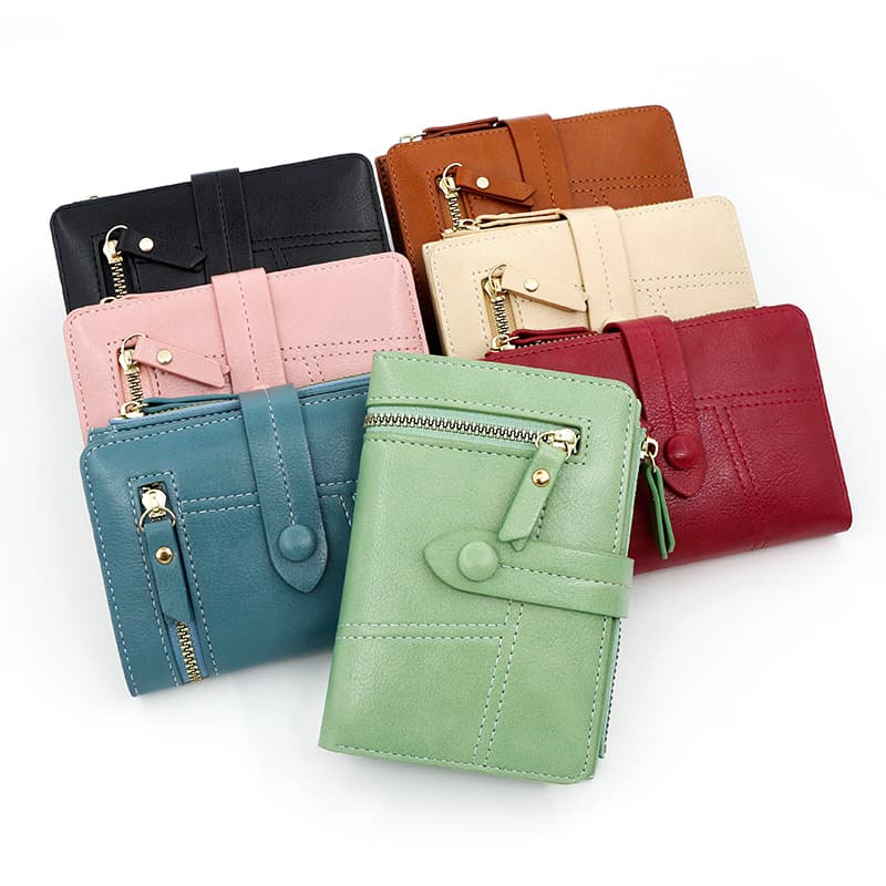 Women’S Latest Leather Short Zipper Purse thumbnail 6