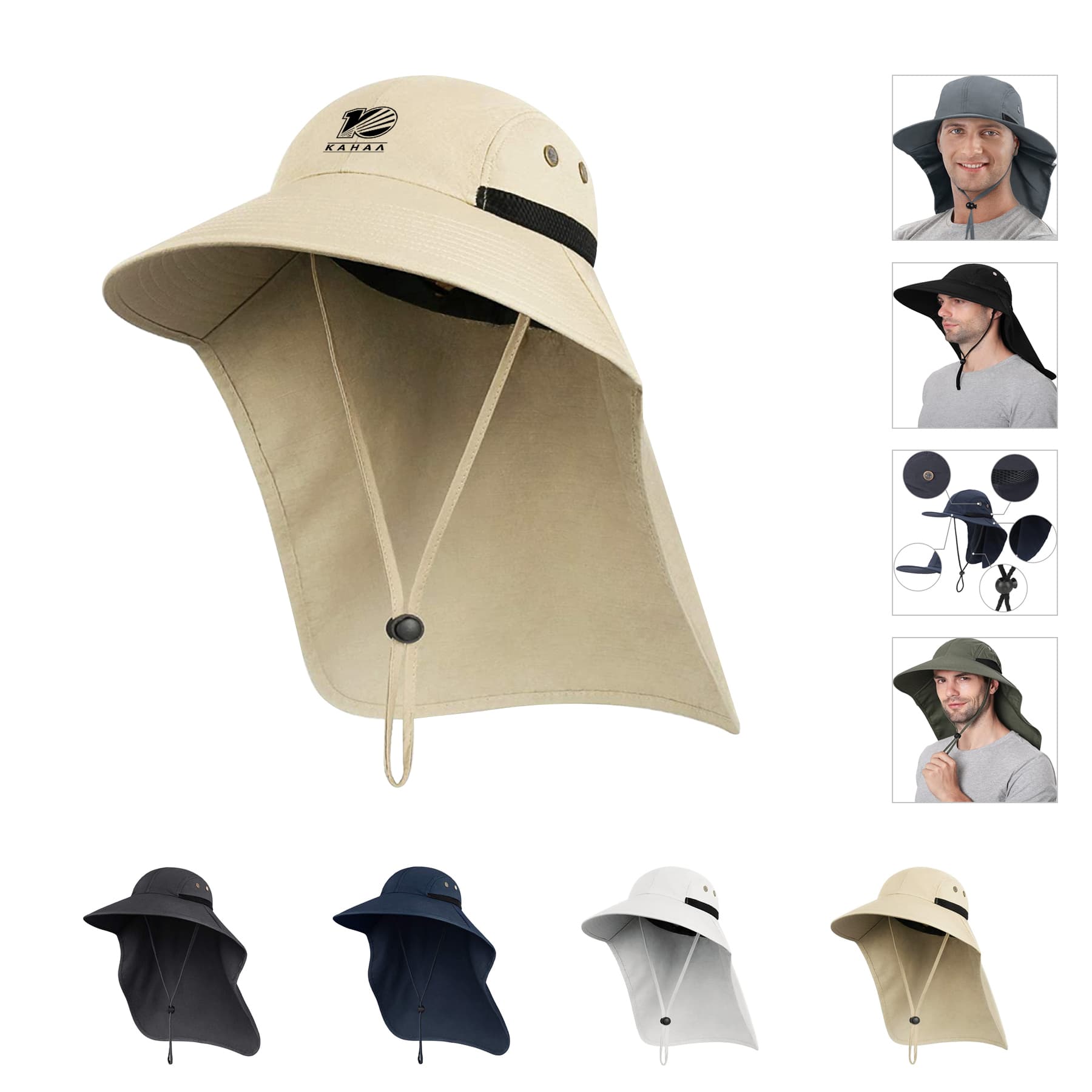 Wide Brim UV Protection Hat with Neck Flap