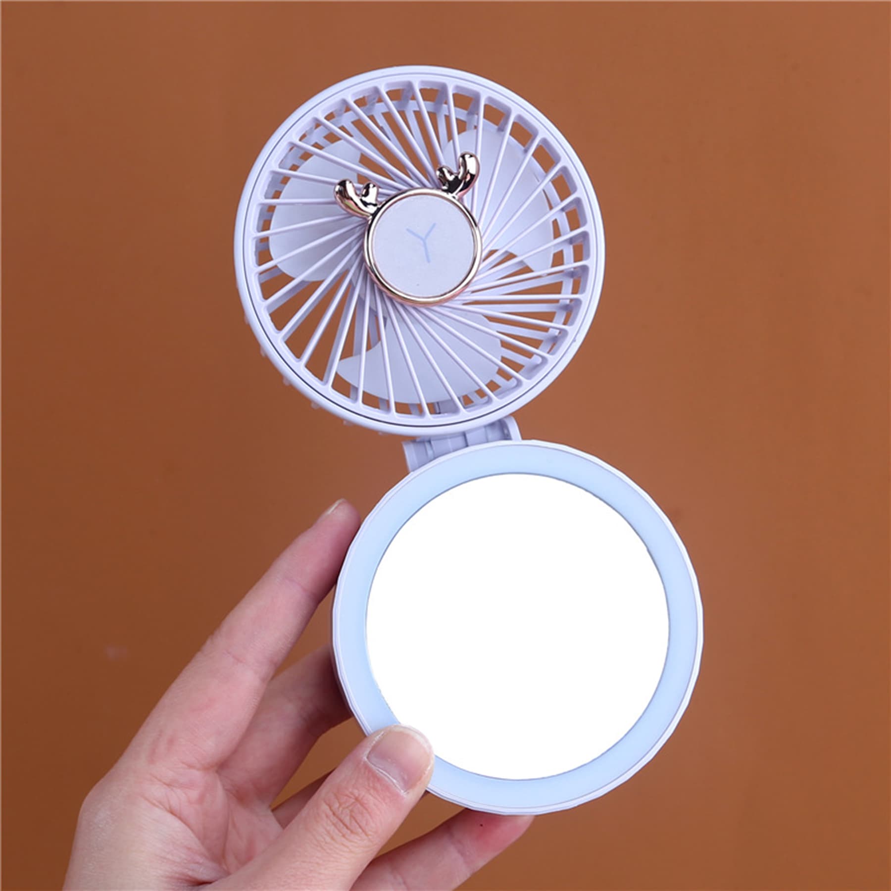 Mini USB Portable Fan With Mirror thumbnail 2