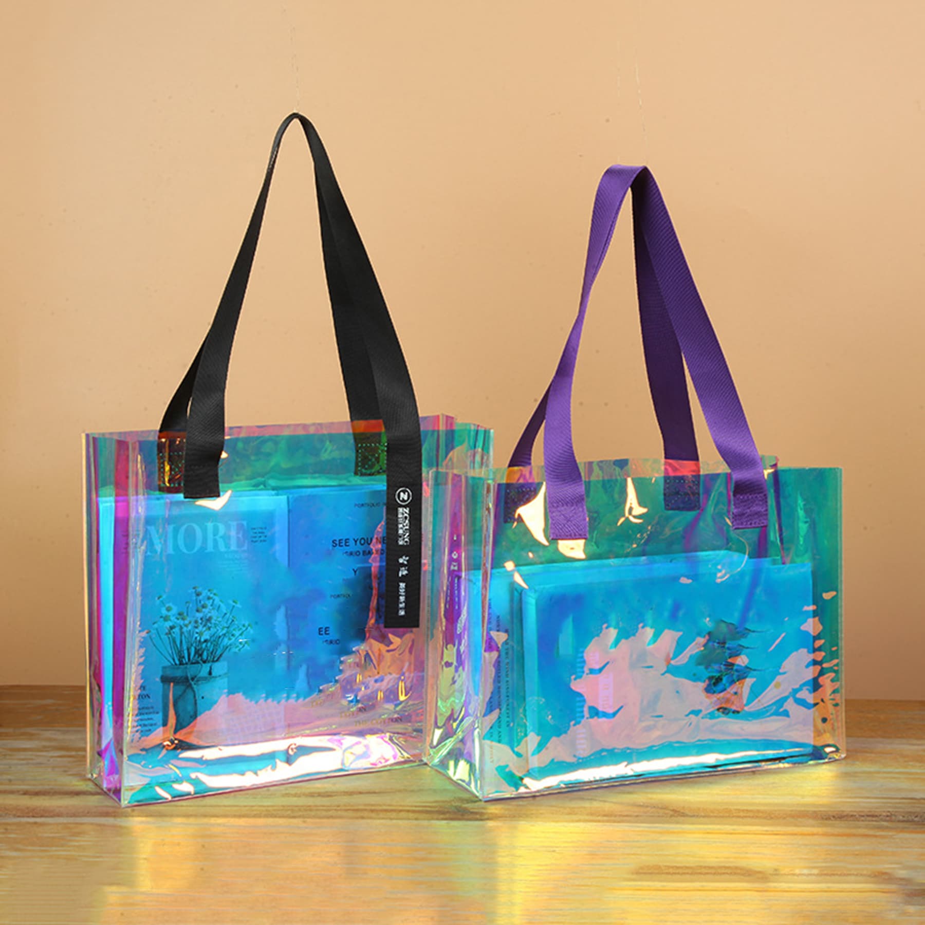 Holographic Laser PVC Fashon Shopping Tote Bag thumbnail 4
