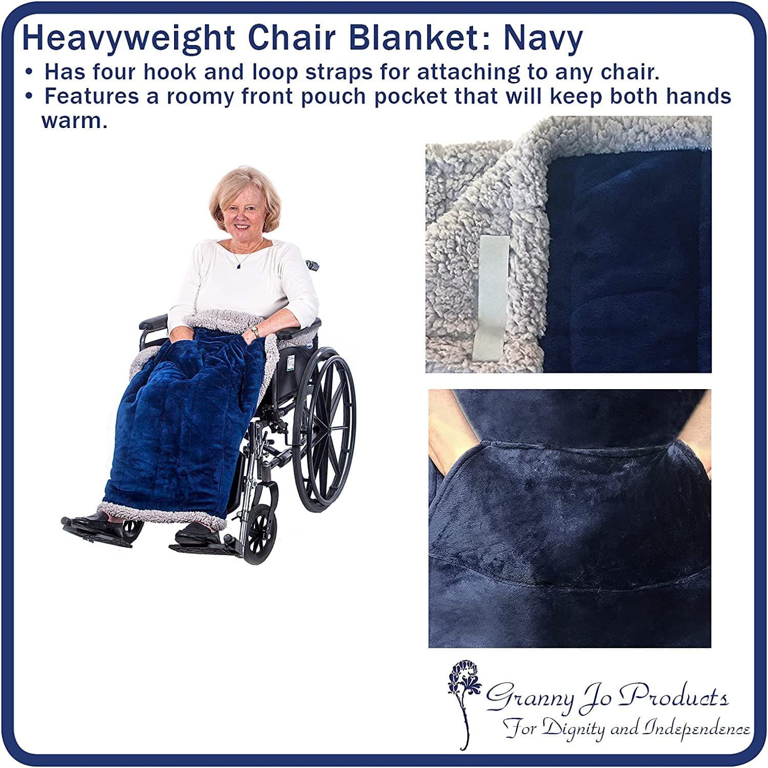 Heavyweight Wheelchair Blanket With Pouch For Adults