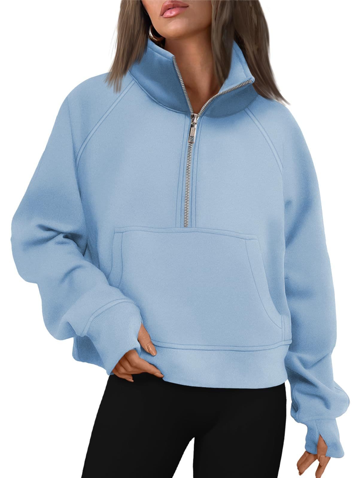Sweatshirts Half Zip Cropped Pullover Fleece Quarter Zipper thumbnail 6