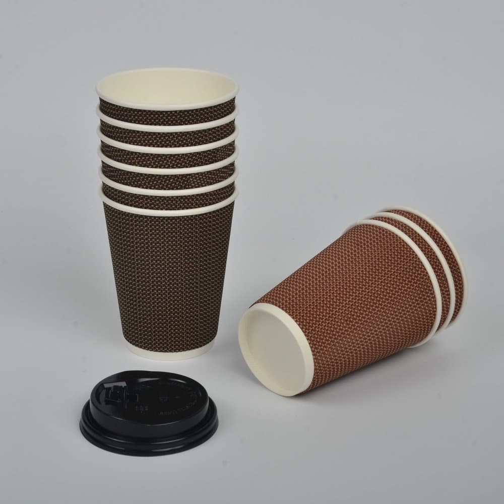 12oz Disposable Double-Wall Paper Drinks Cup With Lids thumbnail 3