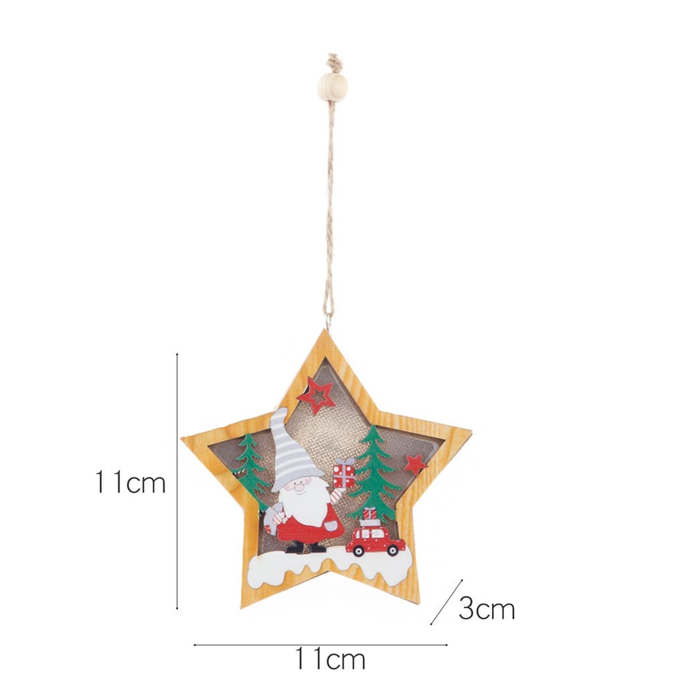Christmas Wood Cutouts Pendants With Led Lights thumbnail 6