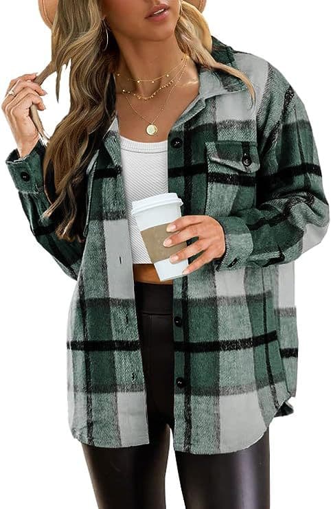 Casual Plaid Shacket Button Down Long Sleeve Shirt thumbnail 2