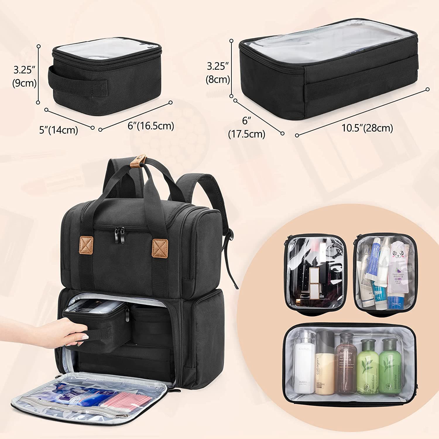 Large Capacity Makeup Train Bag Set