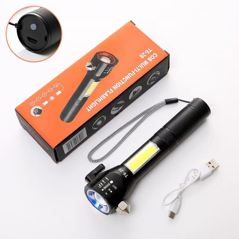 Portable COB Travel Emergency Flashlight with Car Safety Ham
