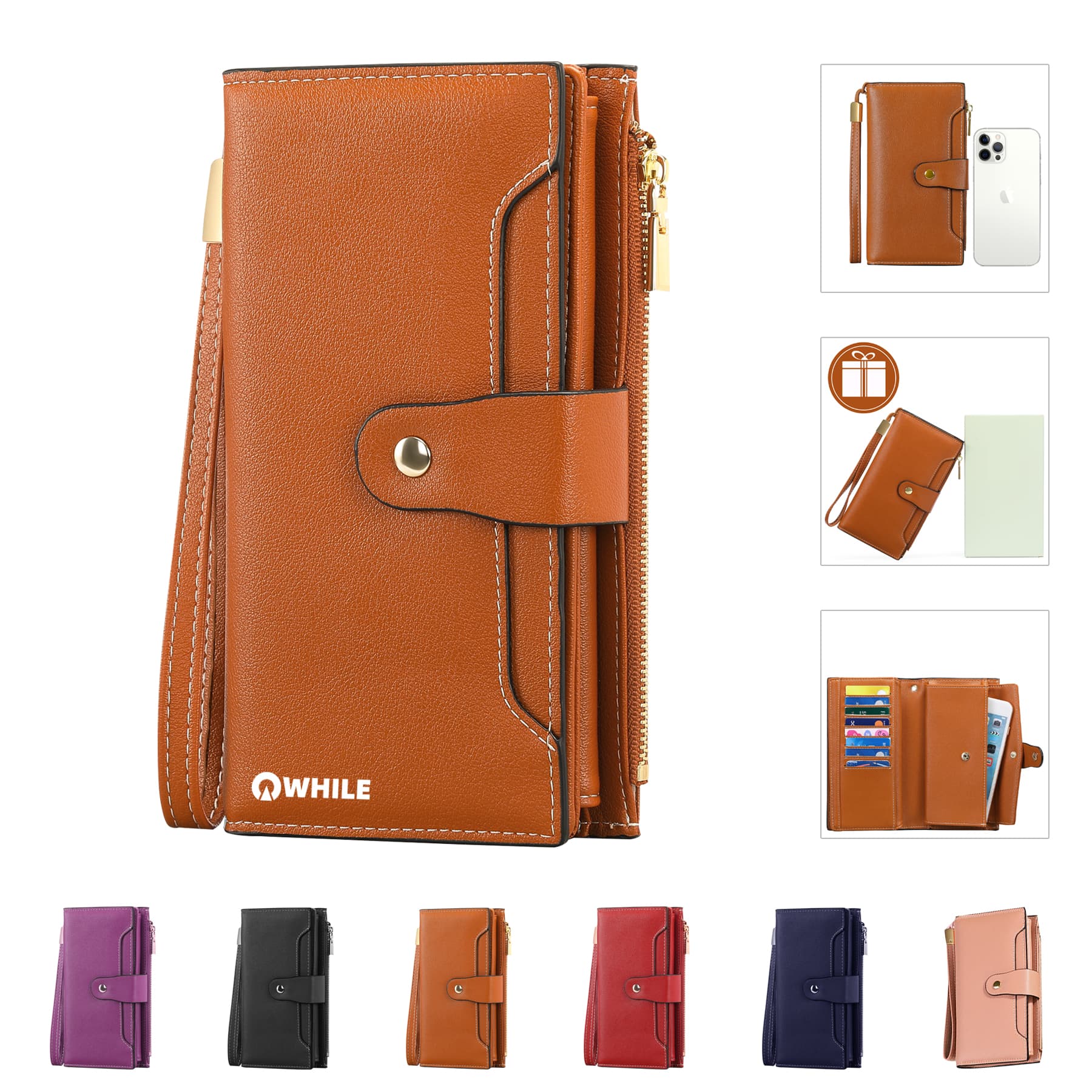 Women Soft Leather Rfid Blocking Bifold Slim Wallets