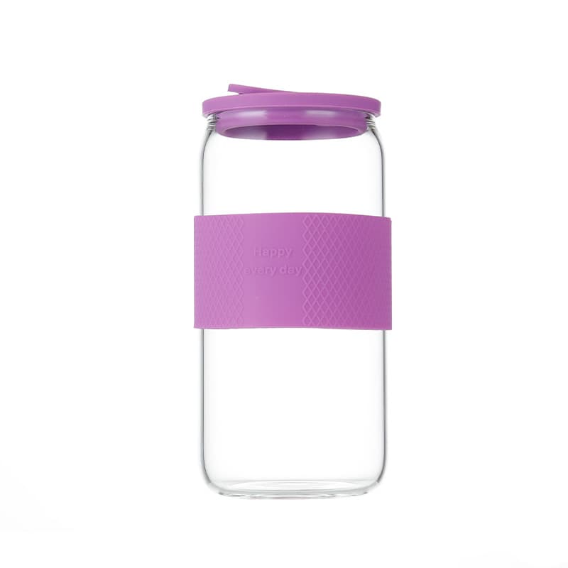 16oz Can Shaped Glass Cups with Silicone Sleeve thumbnail 2