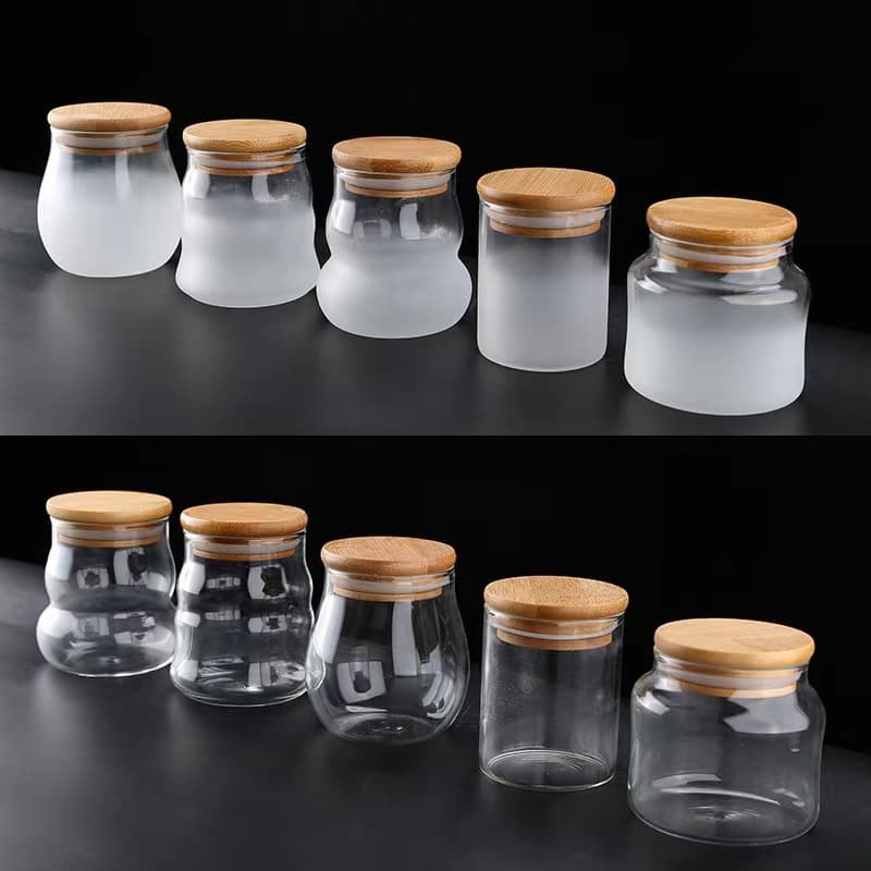 Frosted Glass Candy Food Storage Bottles With Lid thumbnail 4