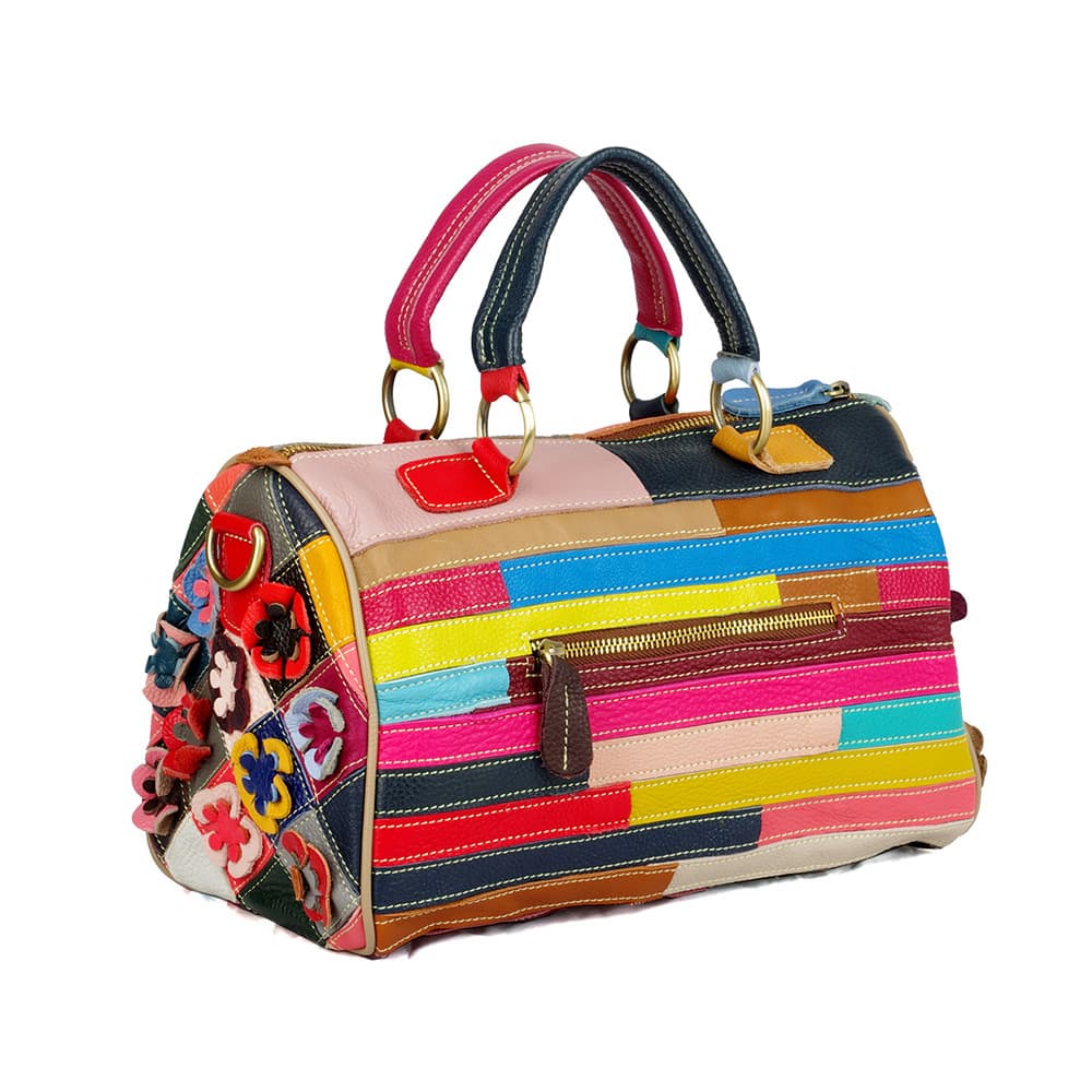 Genuine Leather Colorful floral shoulder cross-body bag thumbnail 2