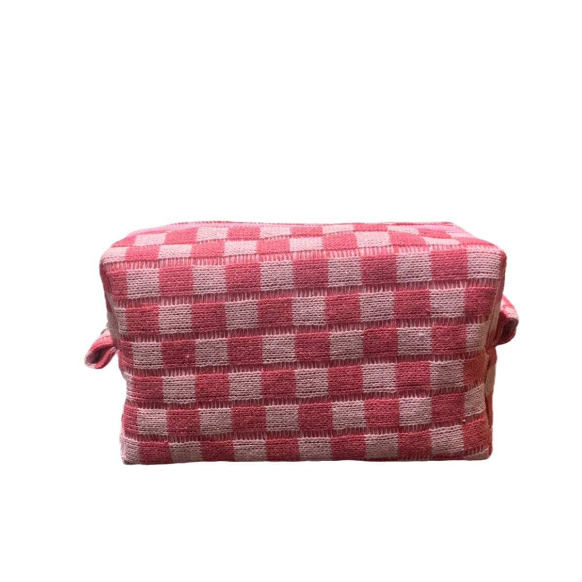 Wool Large Checkered Cosmetic Storage Bag with High Capacity thumbnail 3
