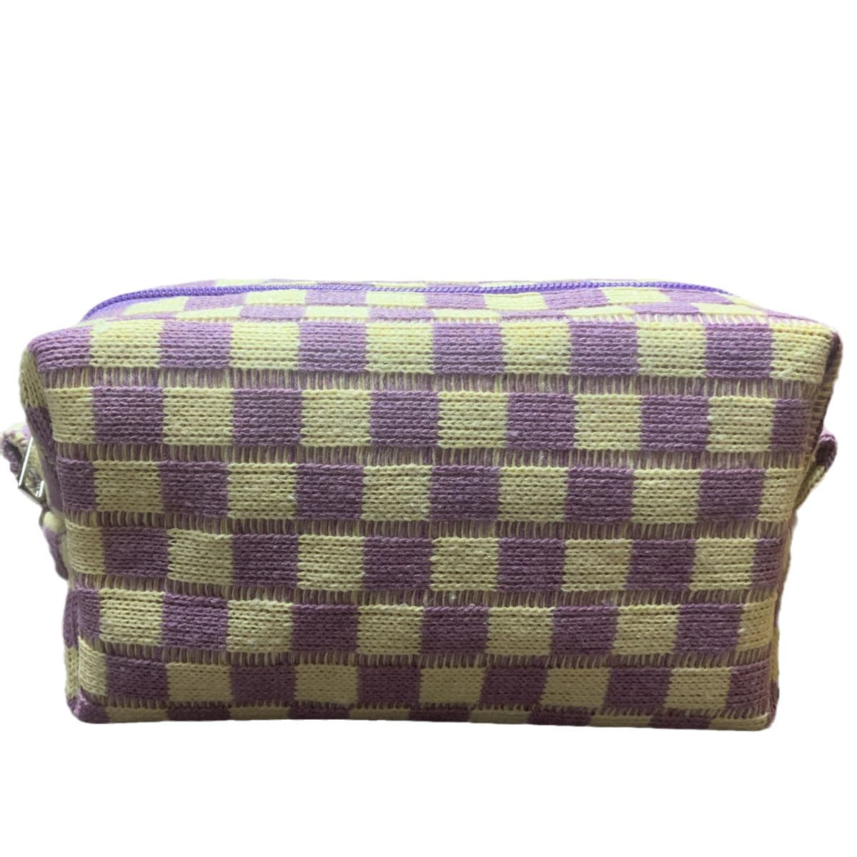 Wool Large Checkered Cosmetic Storage Bag with High Capacity thumbnail 8