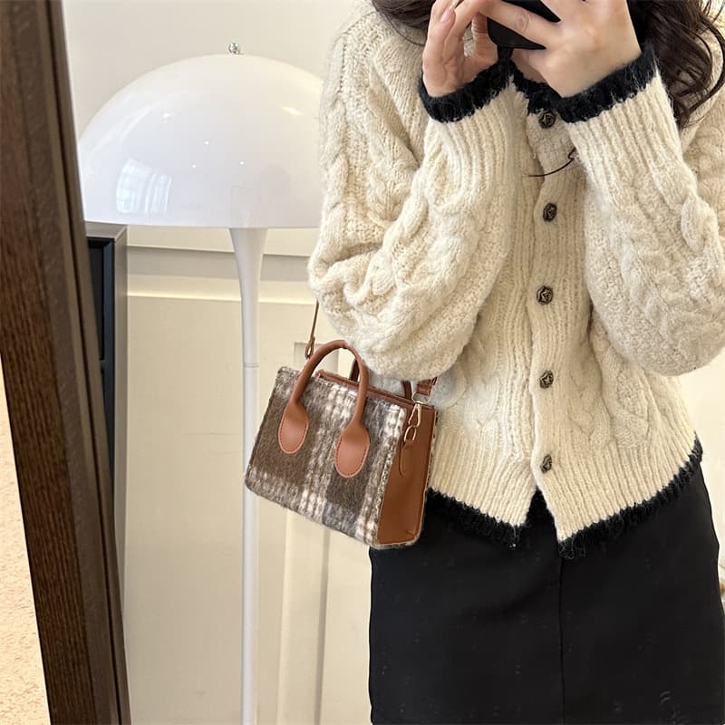 Canvas Small Checkered Cross-body Bag thumbnail 6