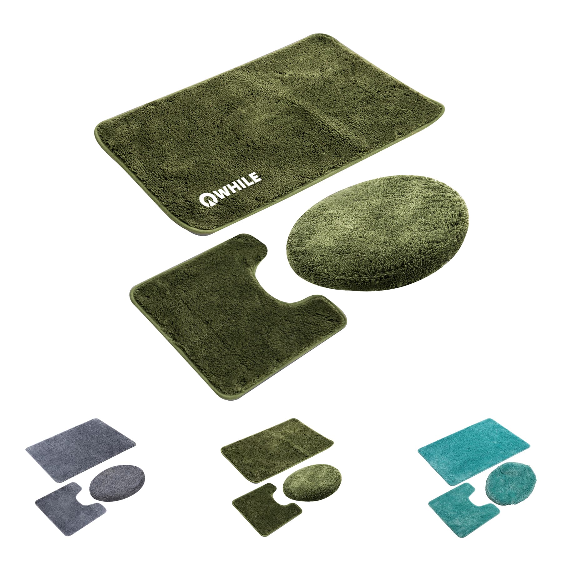 3 Piece Bathroom Rug Set Bath Mats