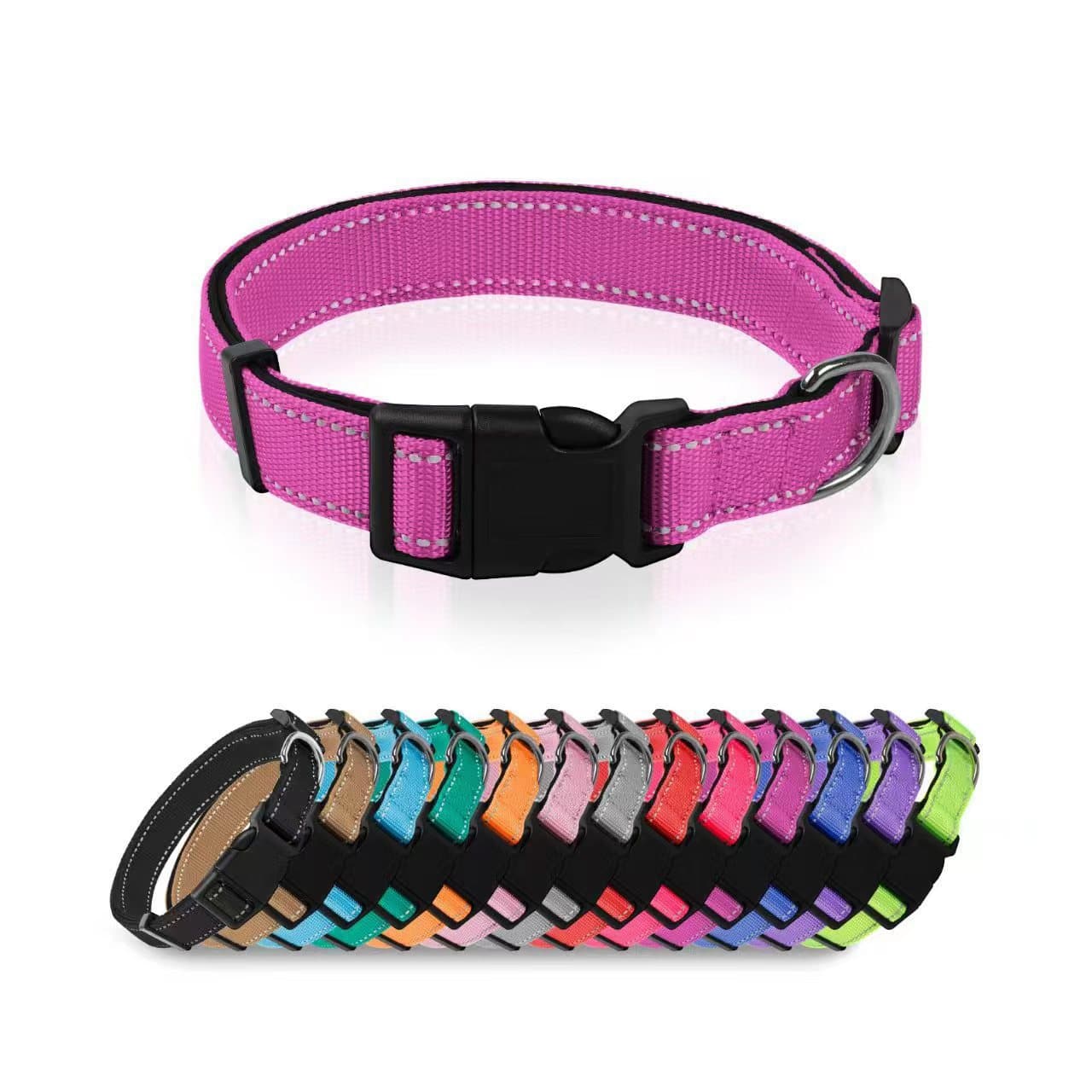 Dog Collar,8 Colors, Breathable Nylon Pet Collar Adjustable thumbnail 3