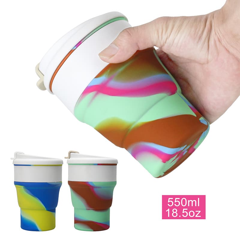 Silicone Folding Camping Cup Leak Proof BPA Free 18.5OZ thumbnail 2