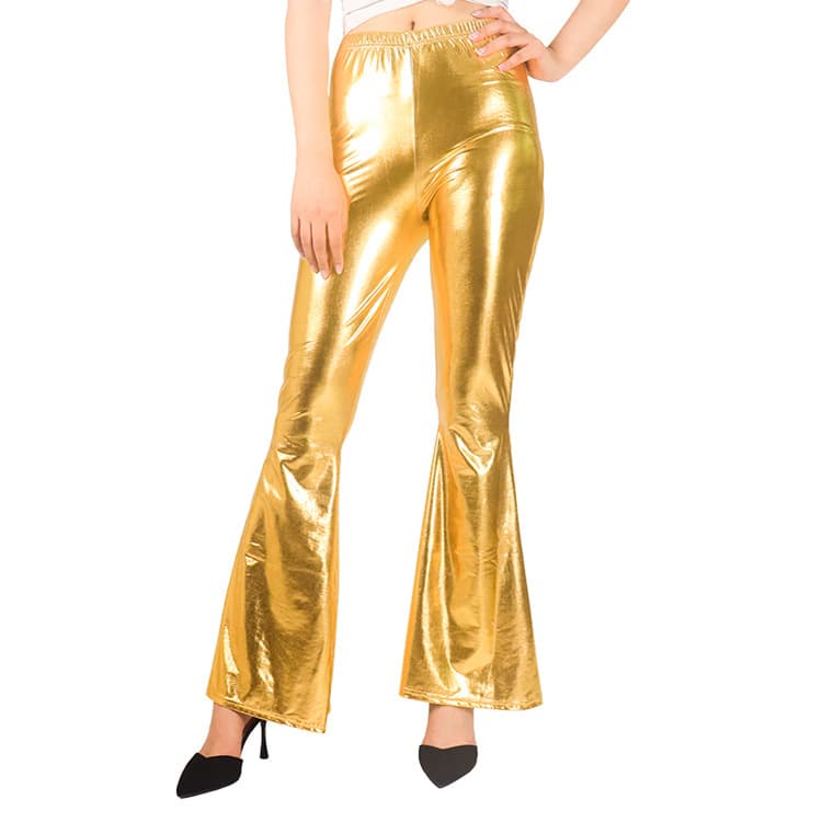High Waist PU Leather Bell Bottom Pants for Women