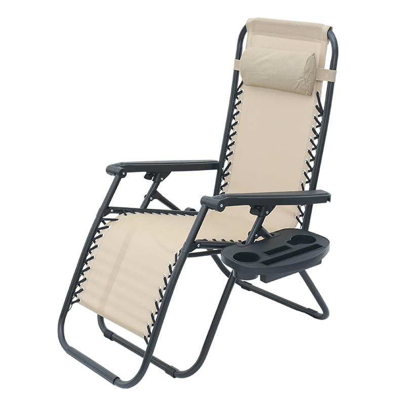 Adjustable Folding Lounge Chair With Table And Pillow