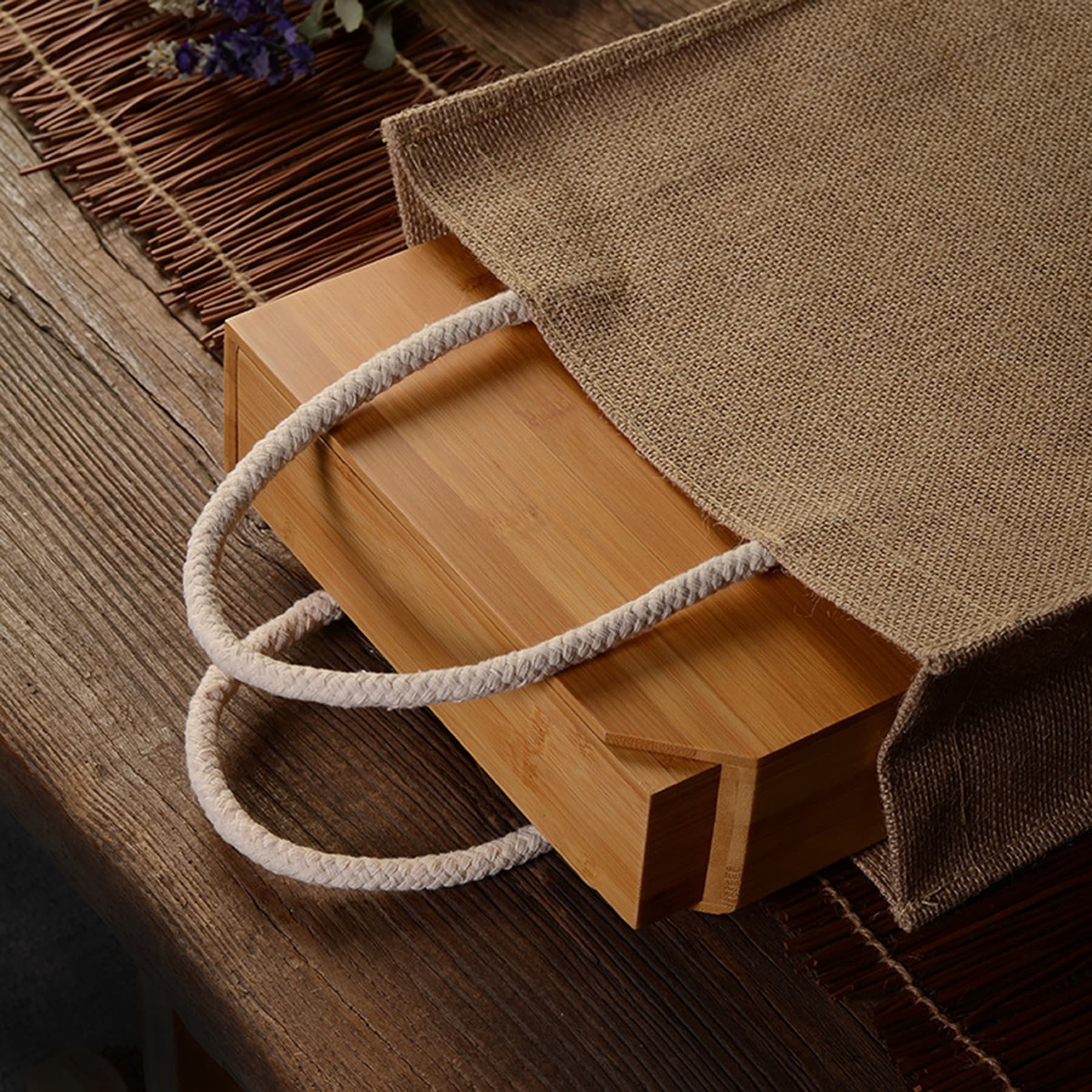 Natural Two-Tone Jute Tote Bag