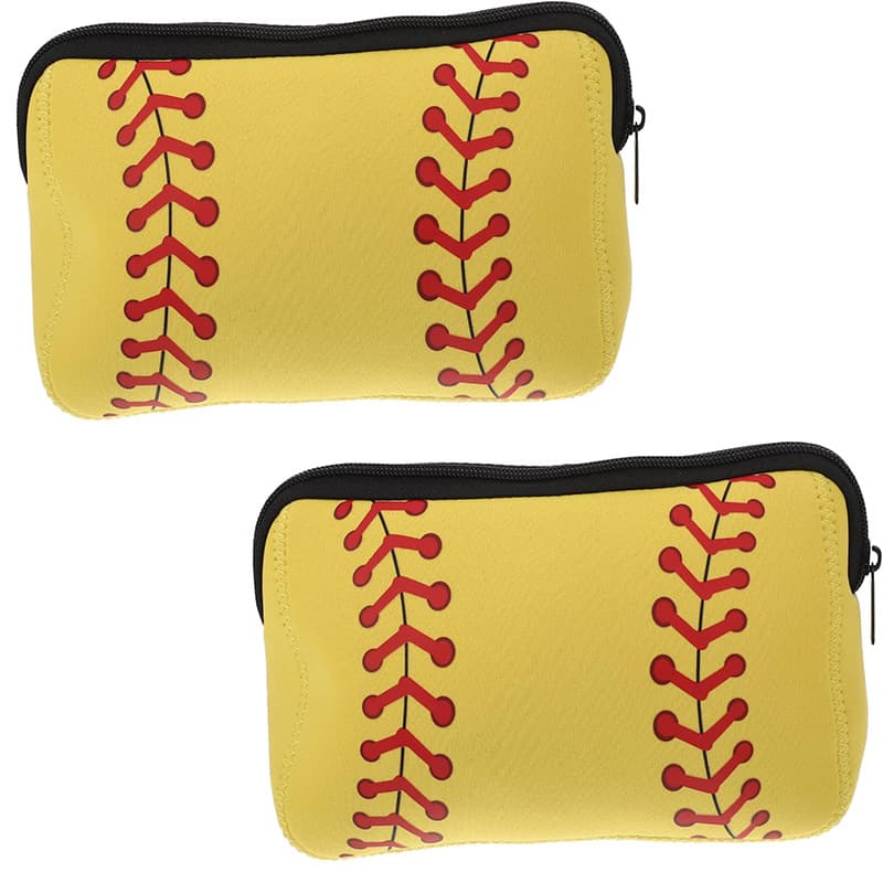 Yellow Baseball Cosmetic Bag