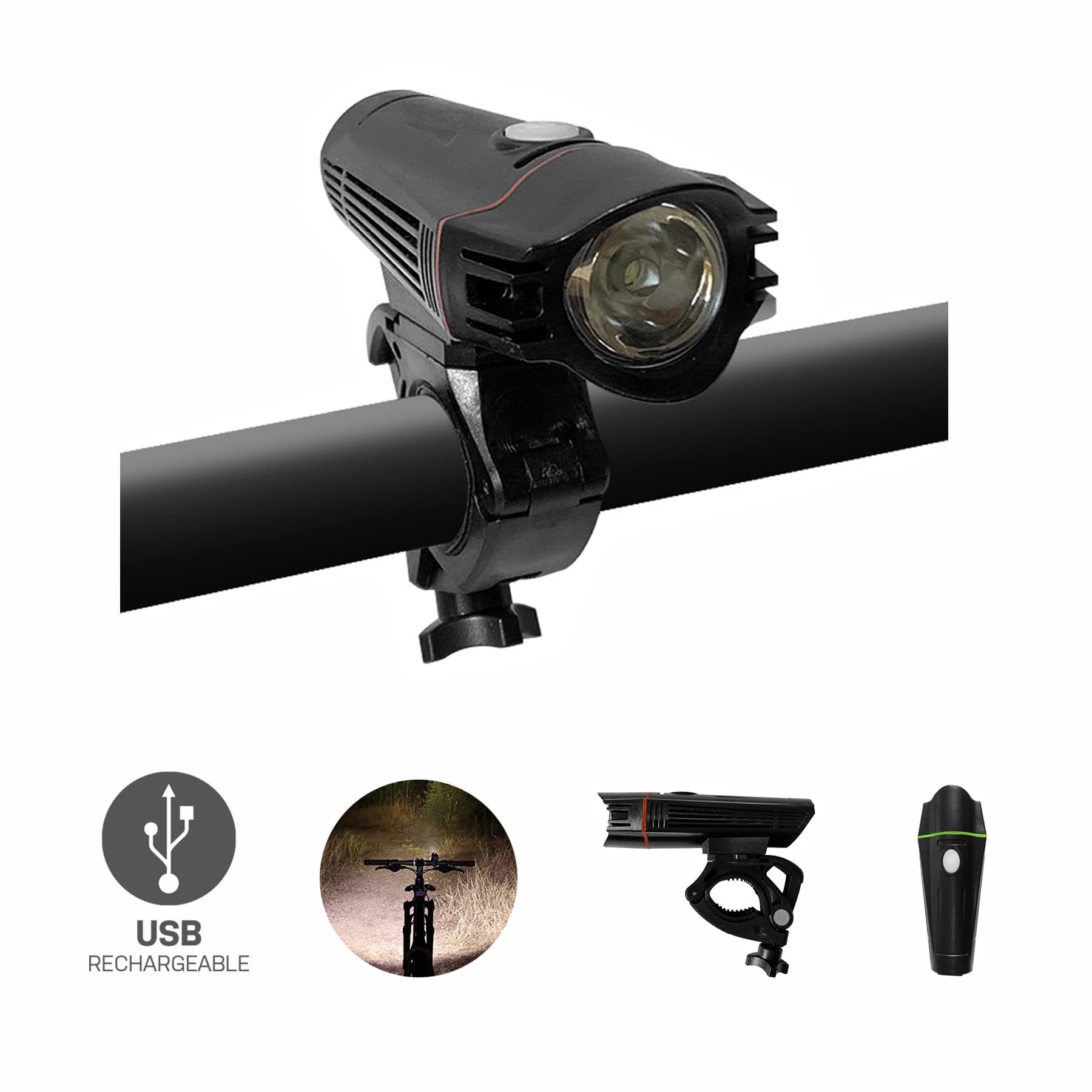 Ultra Bright USB Rechargeable Bike Light Set thumbnail 3