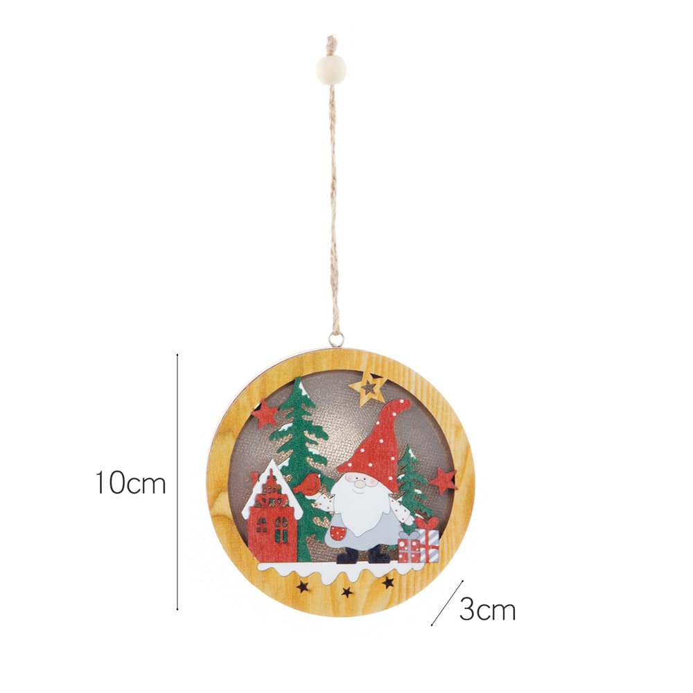 Christmas Wood Cutouts Pendants With Led Lights thumbnail 3
