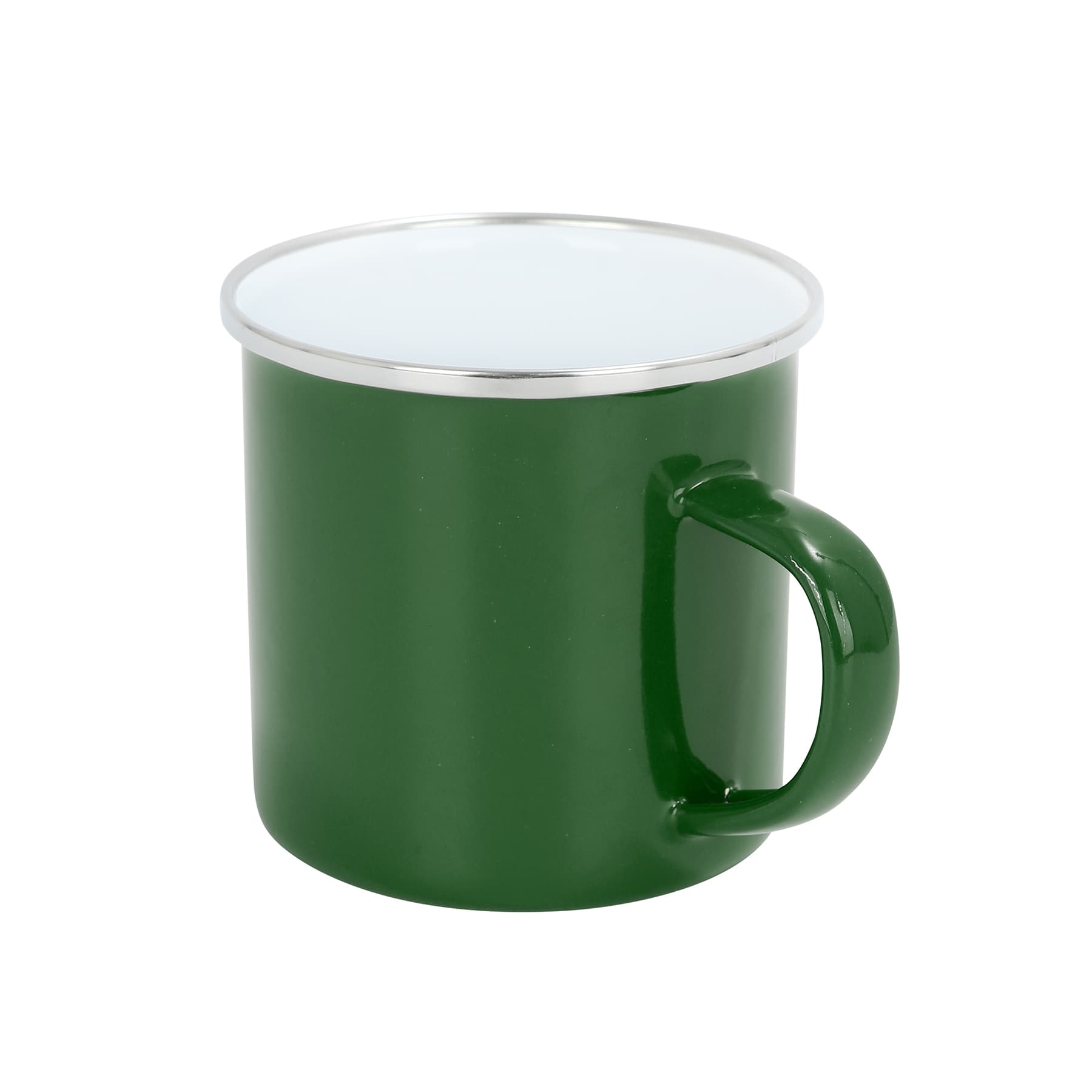 12Oz White Enamel Mug Silver Rim With Case thumbnail 4