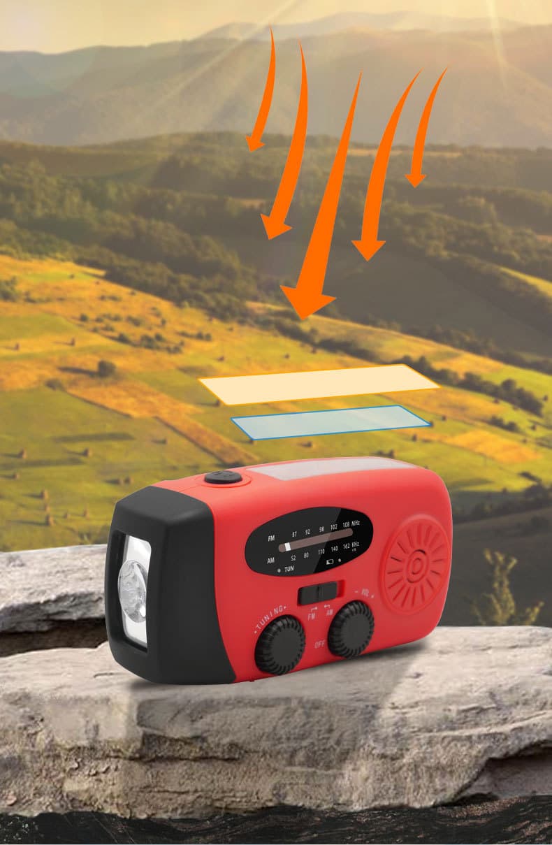 Emergency Solar Hand Crank NOAA AM/FM Radio LED Flashlight