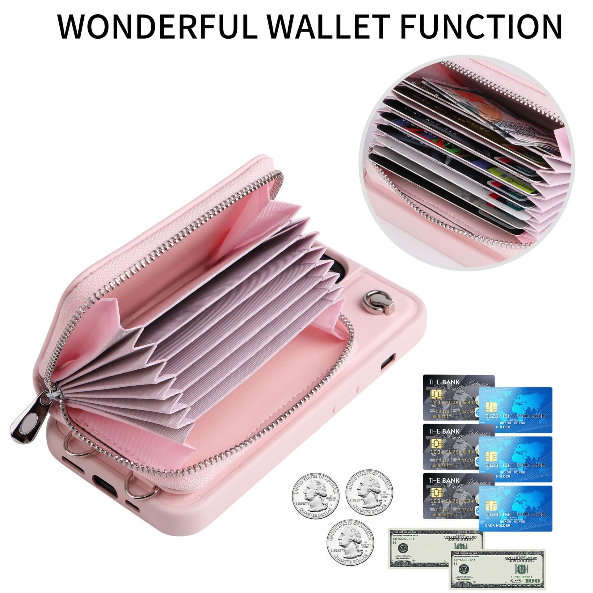 PU Cell Phone Case Crossbody Bag Wallet with Card Slots