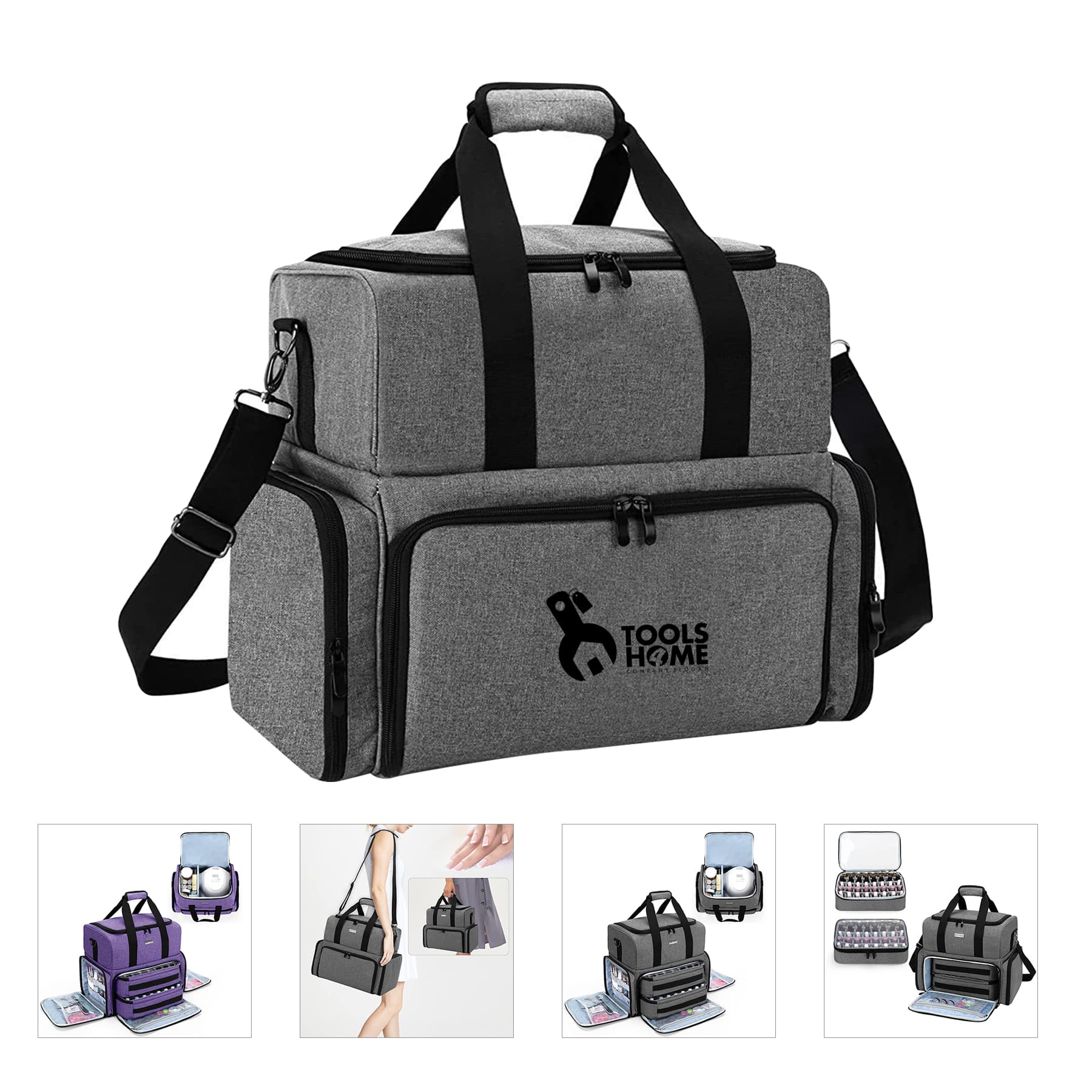 Large Cosmetic Storage Bag Detachable Divider Nail Make Up