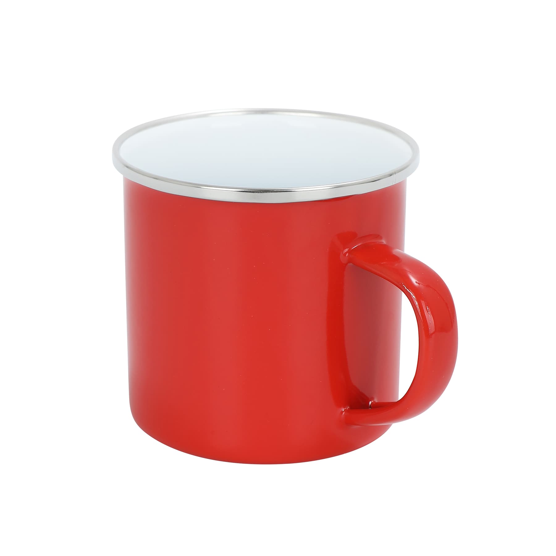 12Oz White Enamel Mug Silver Rim With Case thumbnail 3