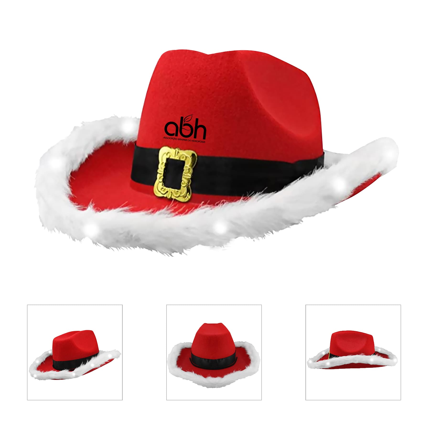 Santa Claus Christmas Hat, White Light Fur Trim