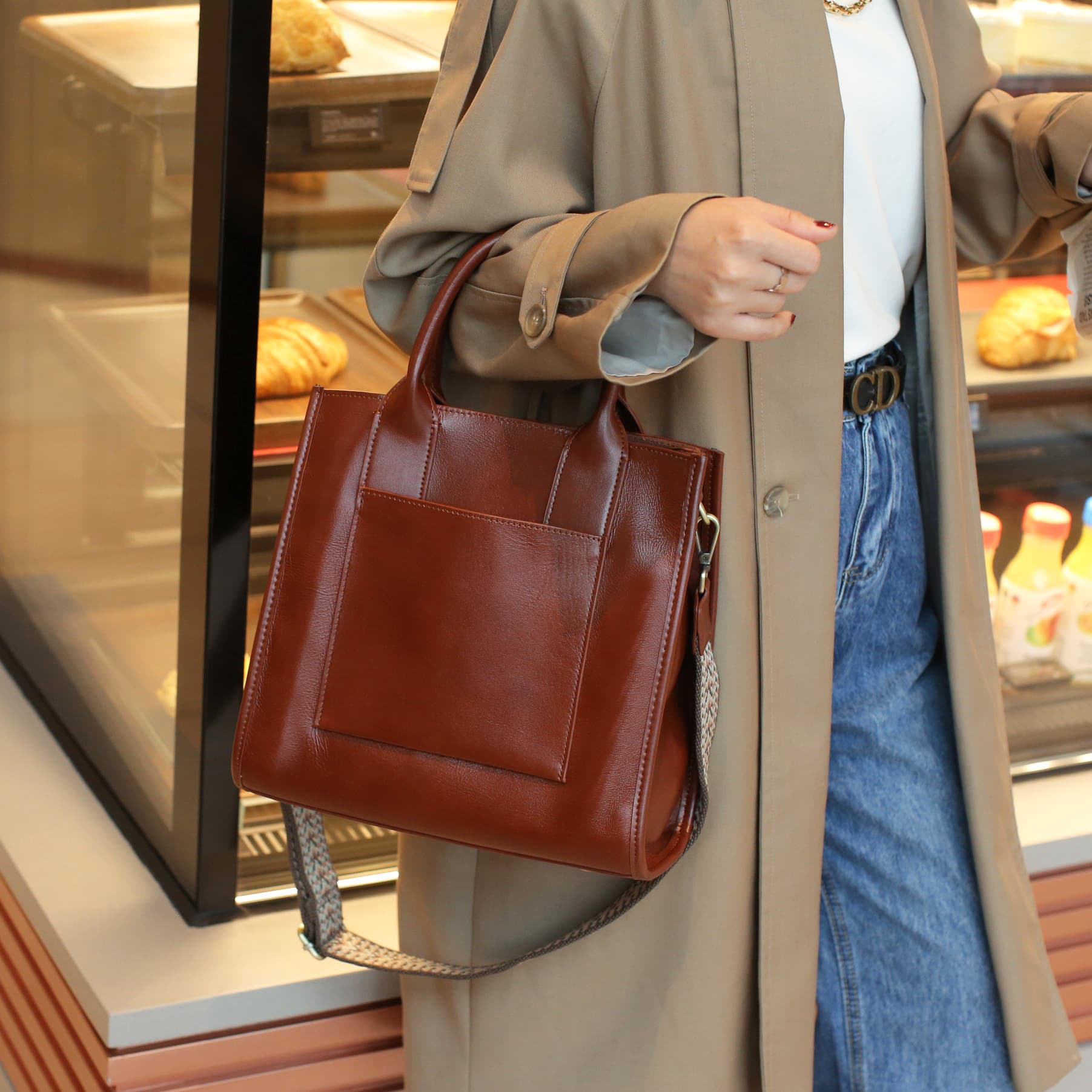 Vegan Leather Simple Vintage Shoulder Retro Handbag thumbnail 3